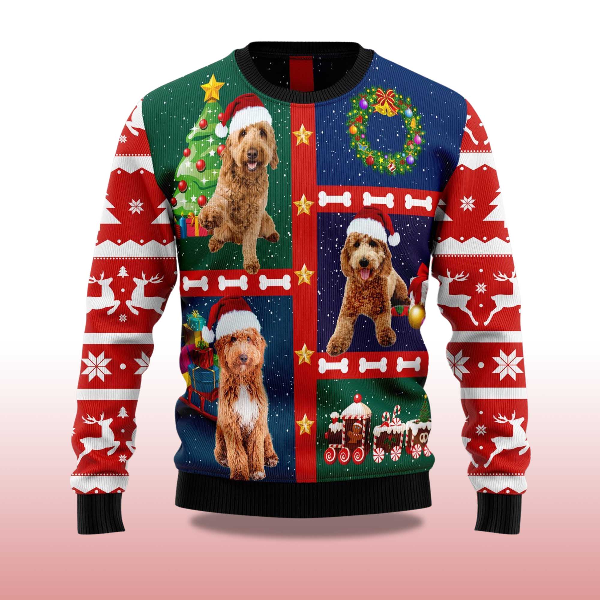 Alternative view of 2025 Cute Goldendoodle Christmas Ugly Sweater