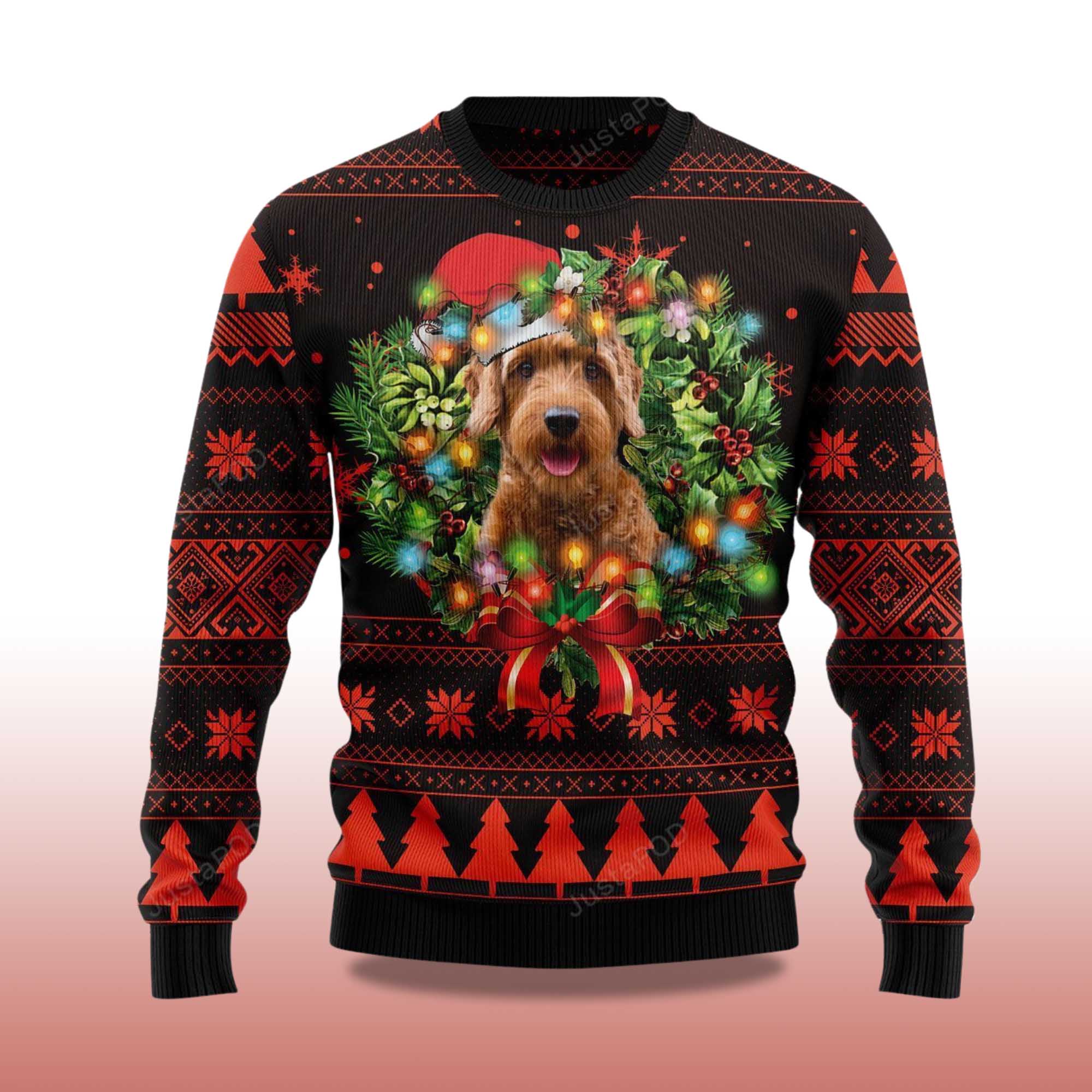 Alternative view of 2025 Cute Goldendoodle Dog Christmas Ugly Sweater