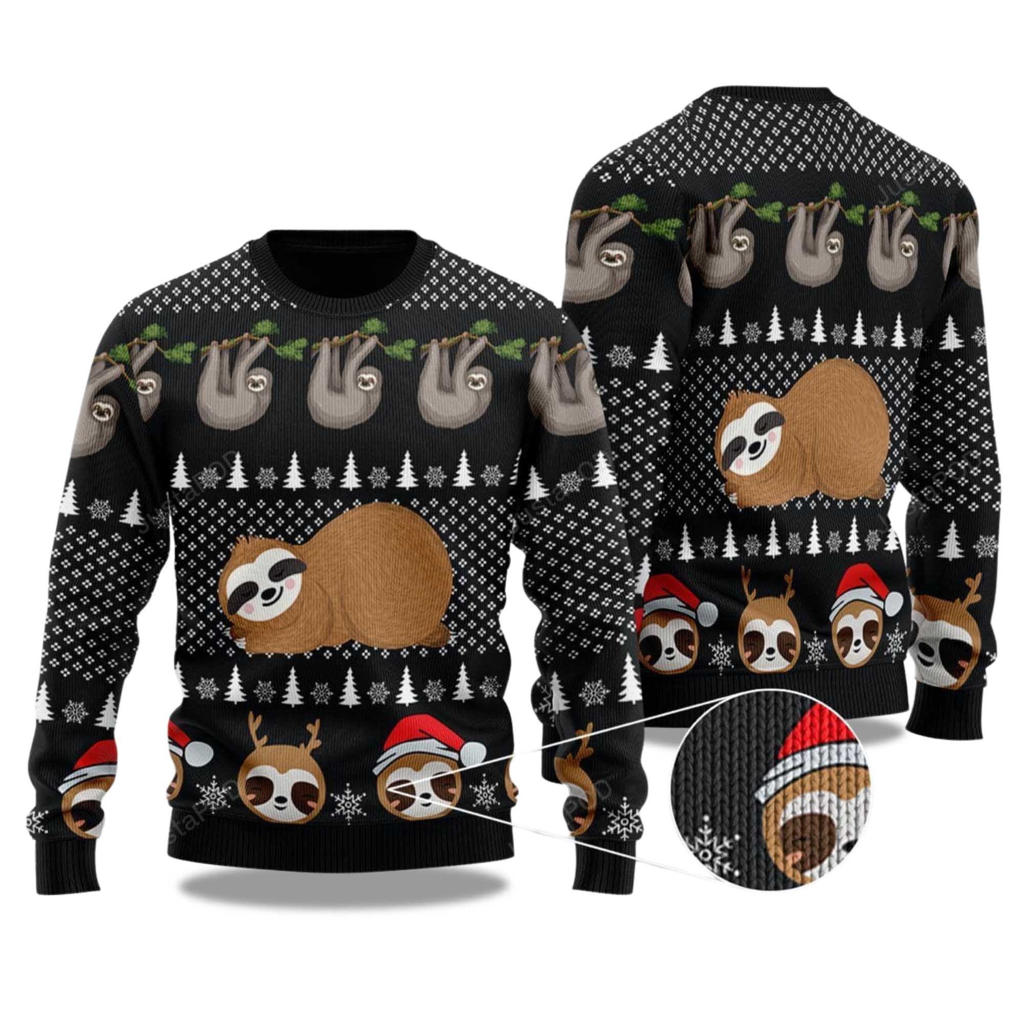 2025 Cute Sloth Santa Christmas Ugly Sweater