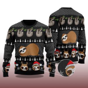 Alternative view of 2025 Cute Sloth Santa Christmas Ugly Sweater