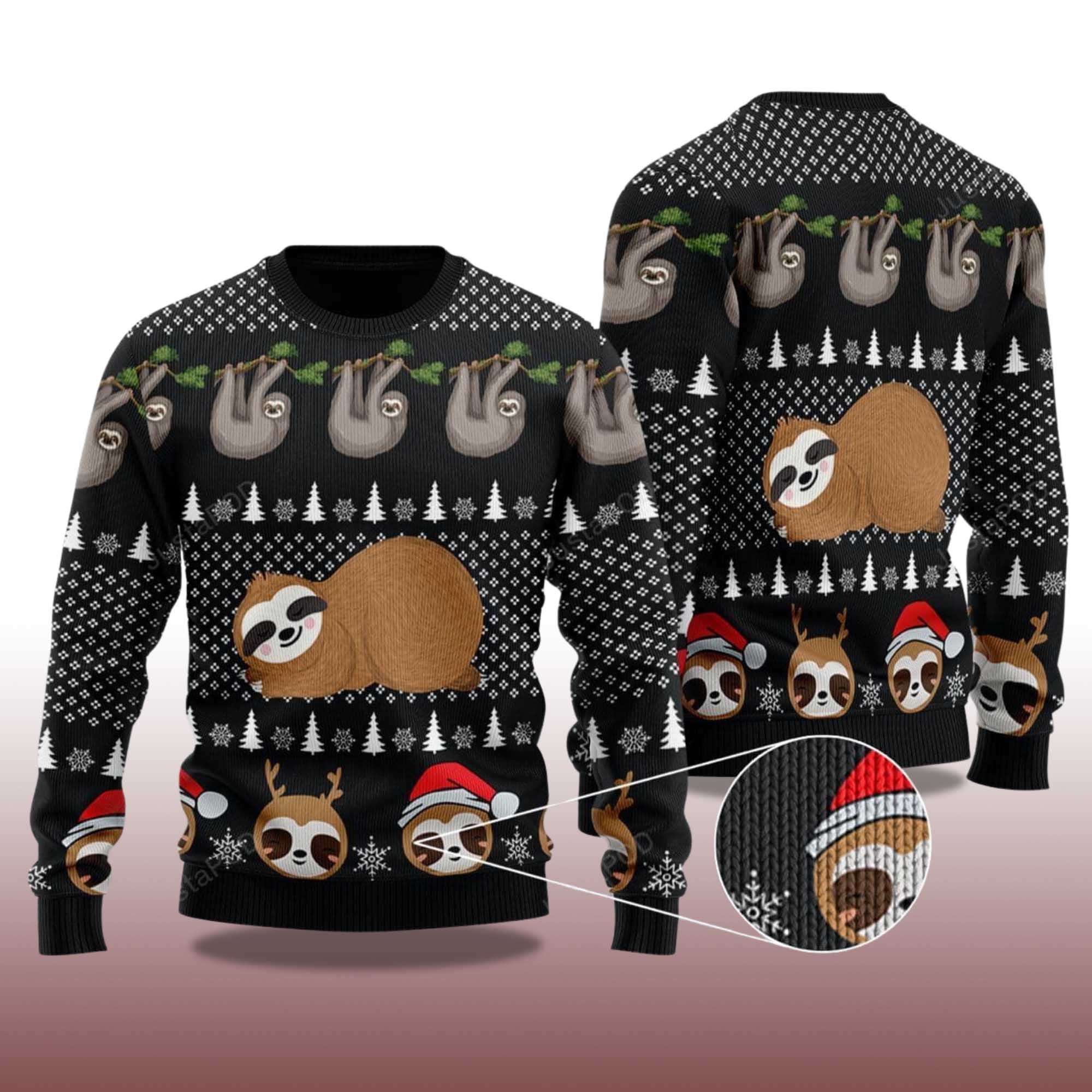 Alternative view of 2025 Cute Sloth Santa Christmas Ugly Sweater