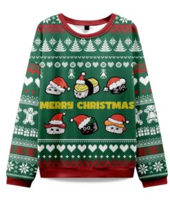 2025 Cute Sushi Cat Christmas Ugly Sweater