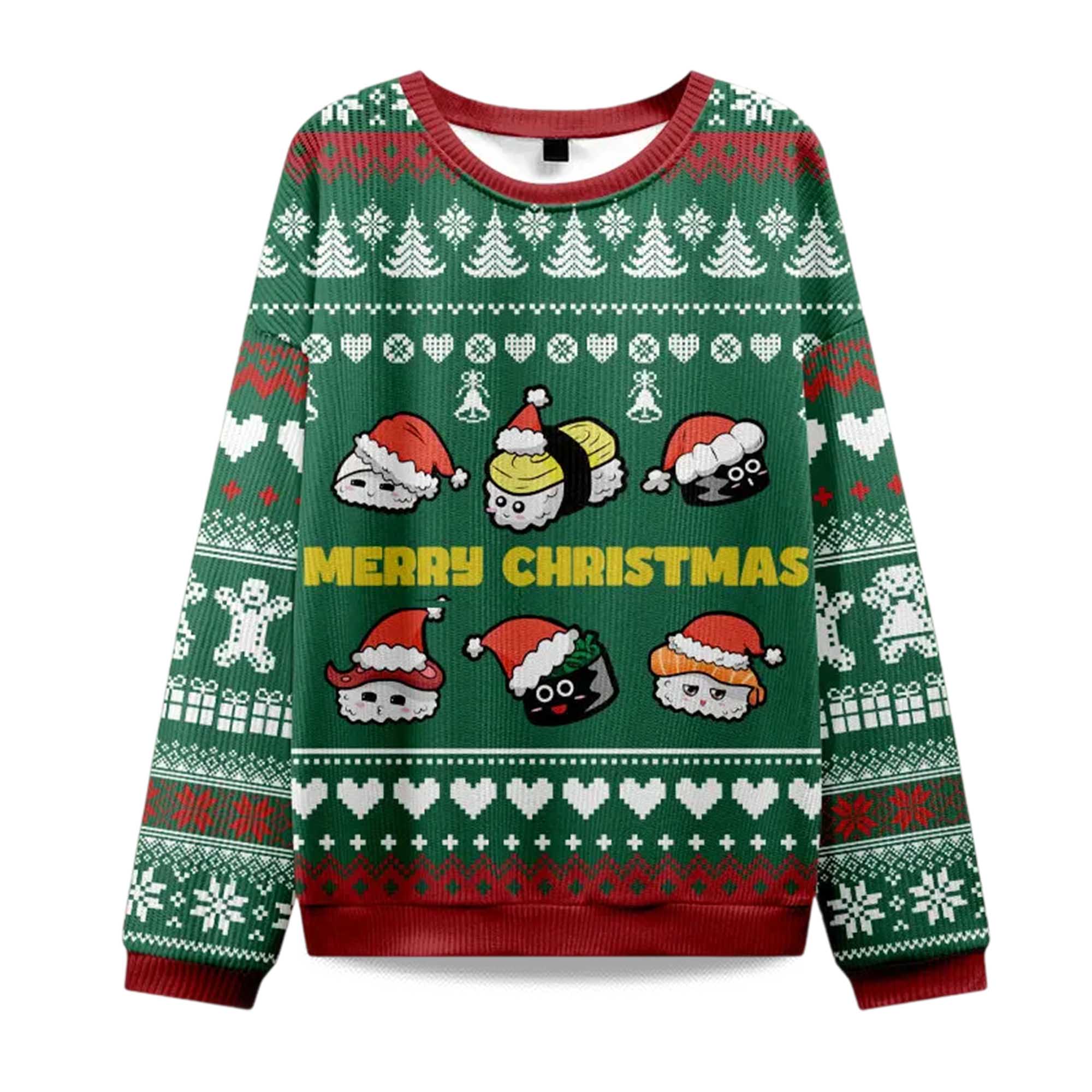 2025 Cute Sushi Cat Christmas Ugly Sweater