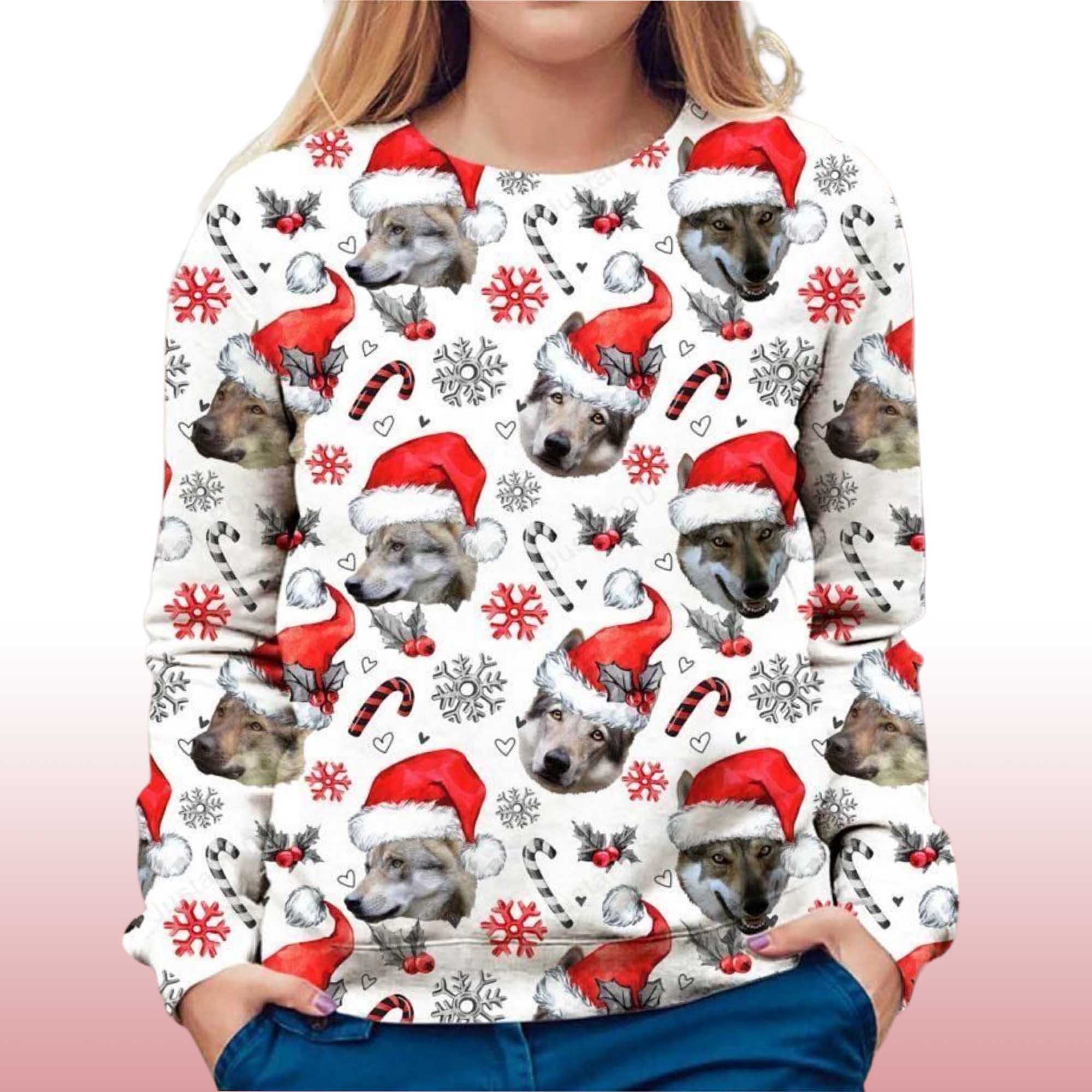 Alternative view of 2025 Czechoslovakian Wolfdog Christmas Ugly Sweater