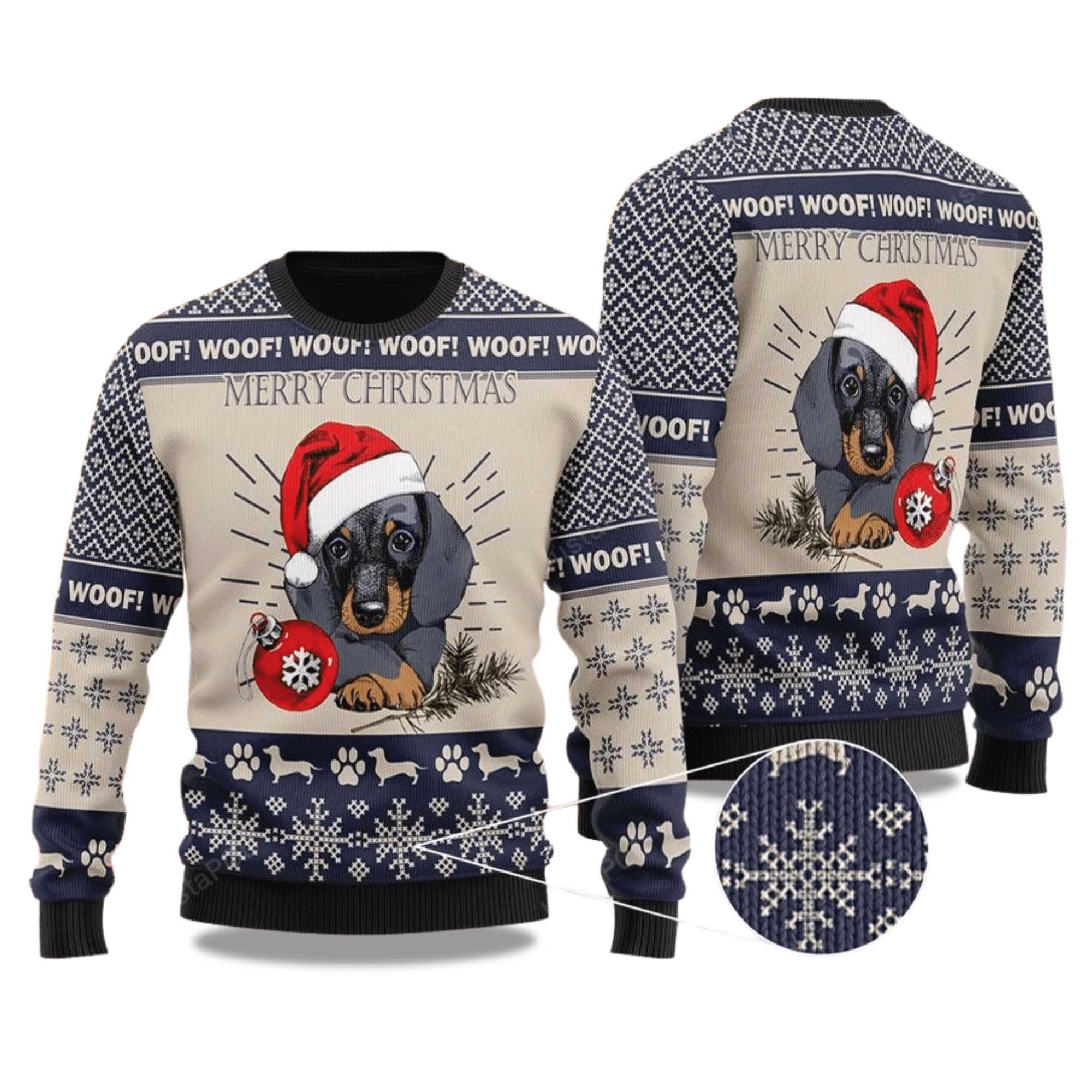 2025 Dachshund Dog Santa Ball Christmas Ugly Sweater