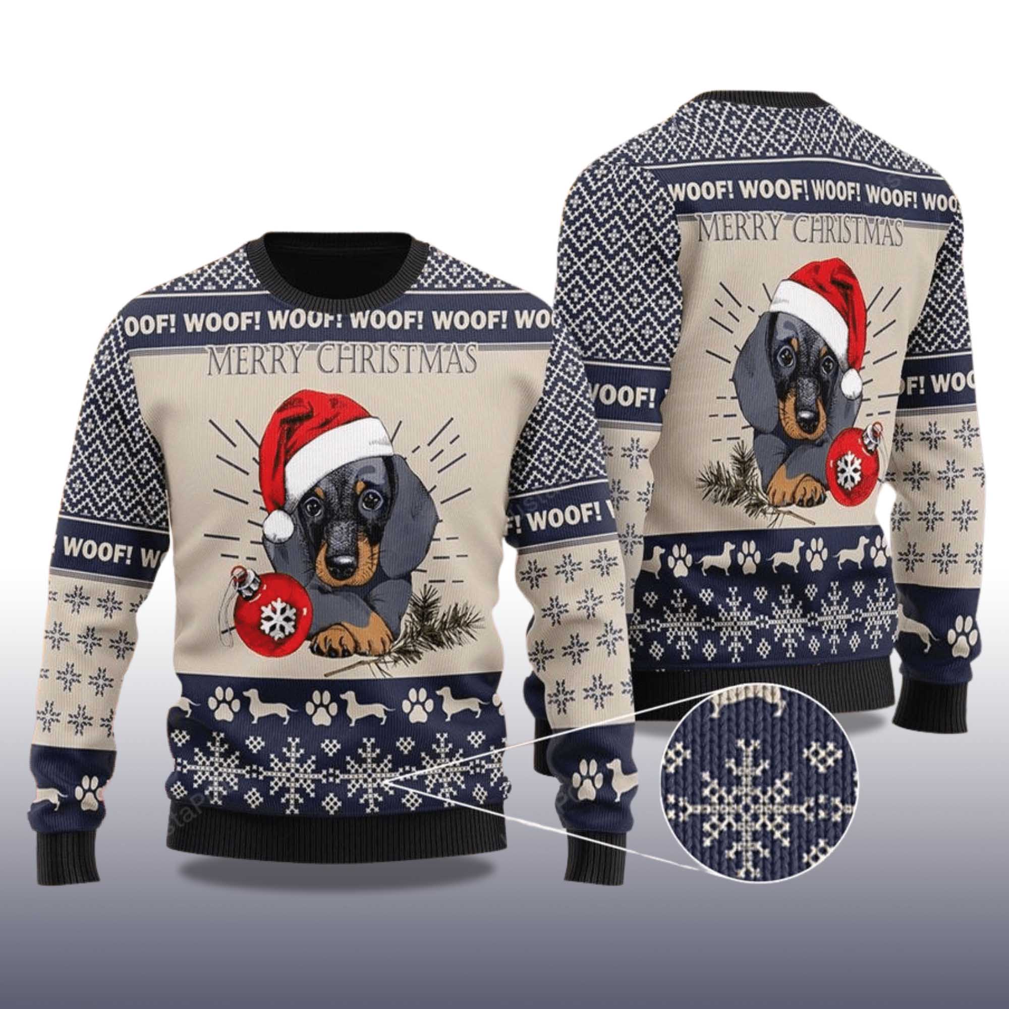 Alternative view of 2025 Dachshund Dog Santa Ball Christmas Ugly Sweater