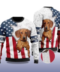 Alternative view of 2025 Dachshund Dog USA Flag Christmas Ugly Sweater