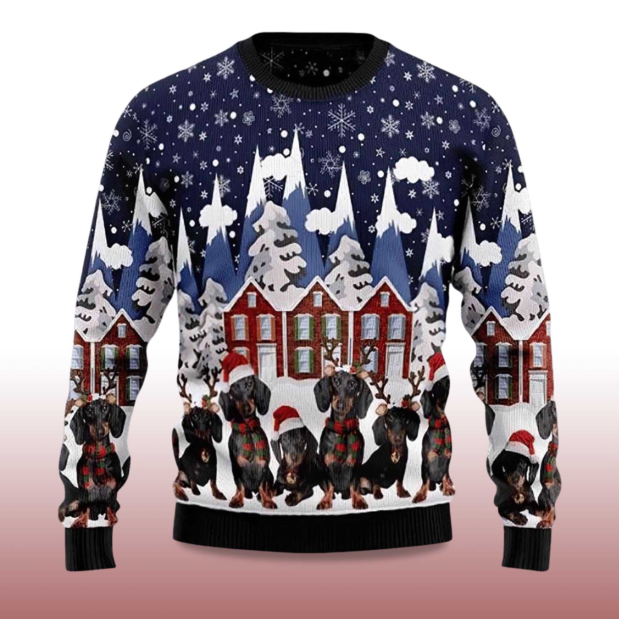 Alternative view of 2025 Dachshund Family Dog Ugly Christmas Sweater
