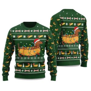 2025 Dachshund Hot Dog Ugly Christmas Sweater