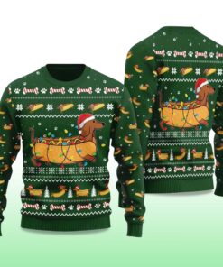 Alternative view of 2025 Dachshund Hot Dog Ugly Christmas Sweater