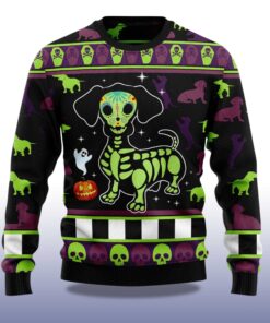 Alternative view of 2025 Dachshund Pumpkin Christmas Ugly Sweater