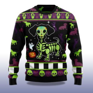 Alternative view of 2025 Dachshund Pumpkin Christmas Ugly Sweater