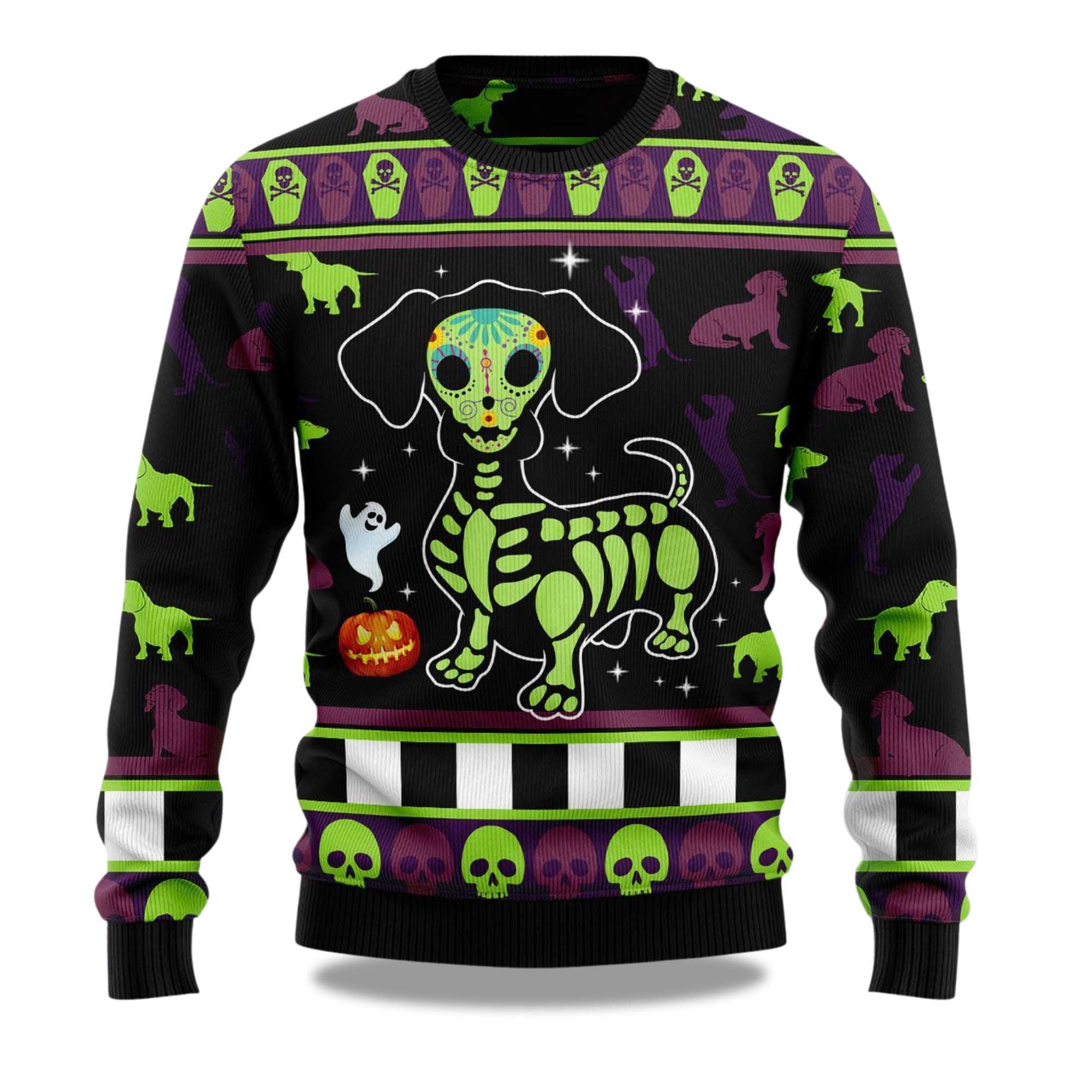 2025 Dachshund Pumpkin Christmas Ugly Sweater