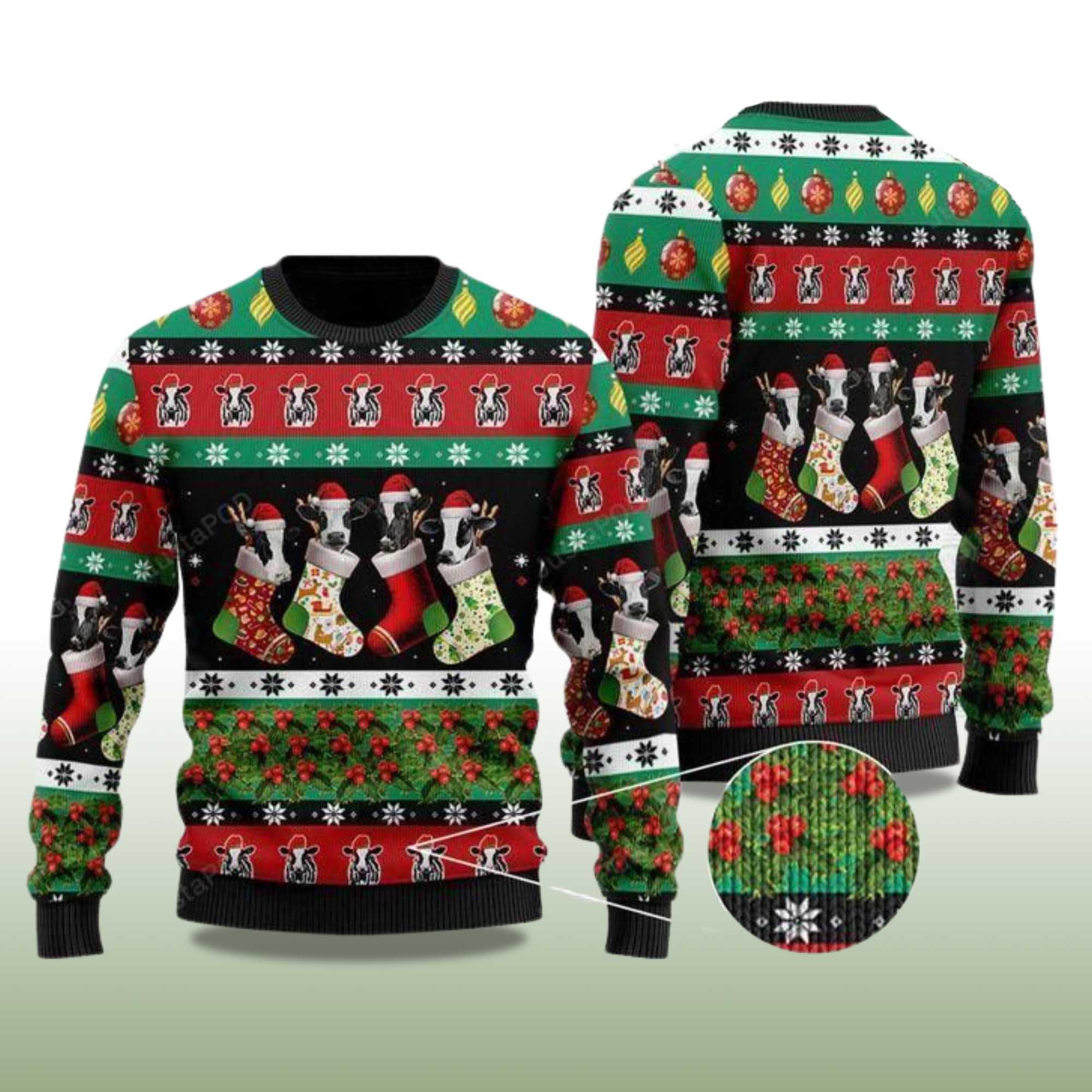 Alternative view of 2025 Dairy Cow Christmas Ugly Sweater