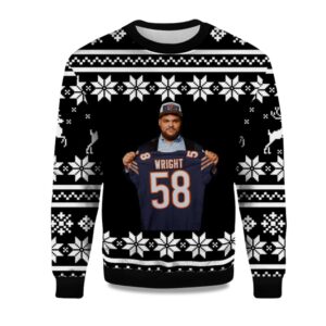 2025 Darnell Wright Chicago Bears Ugly Christmas Sweater