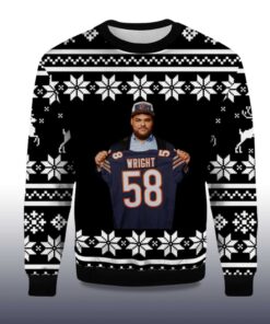 Alternative view of 2025 Darnell Wright Chicago Bears Ugly Christmas Sweater