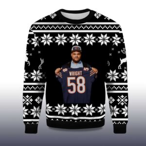 Alternative view of 2025 Darnell Wright Chicago Bears Ugly Christmas Sweater