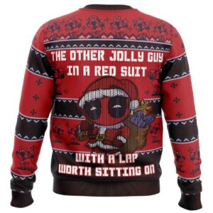 Alternative view of 2025 Deadpool Jolly Red Guy Ugly Christmas Sweater
