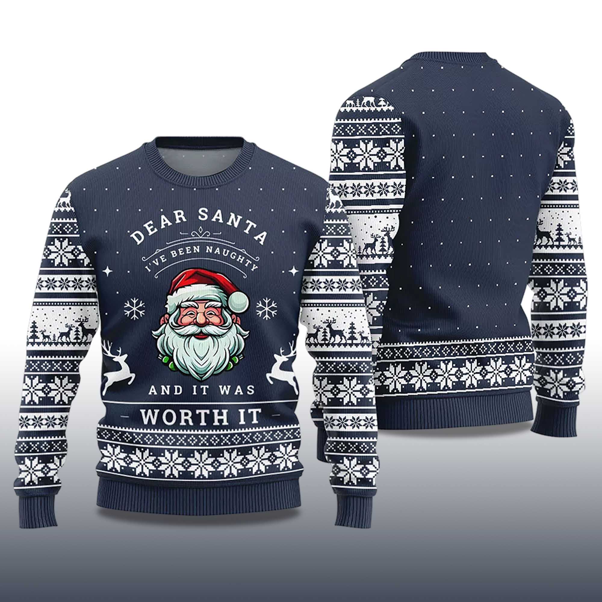 Alternative view of 2025 Dear Santa I've Been Naughty Ugly Christmas Sweater