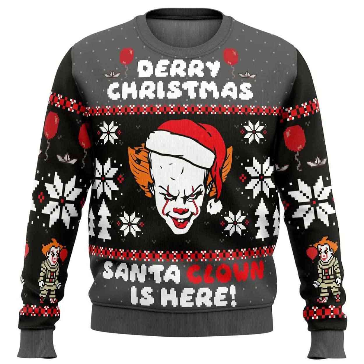 2025 Derry Christmas Pennywise the Clown Ugly Christmas Sweater