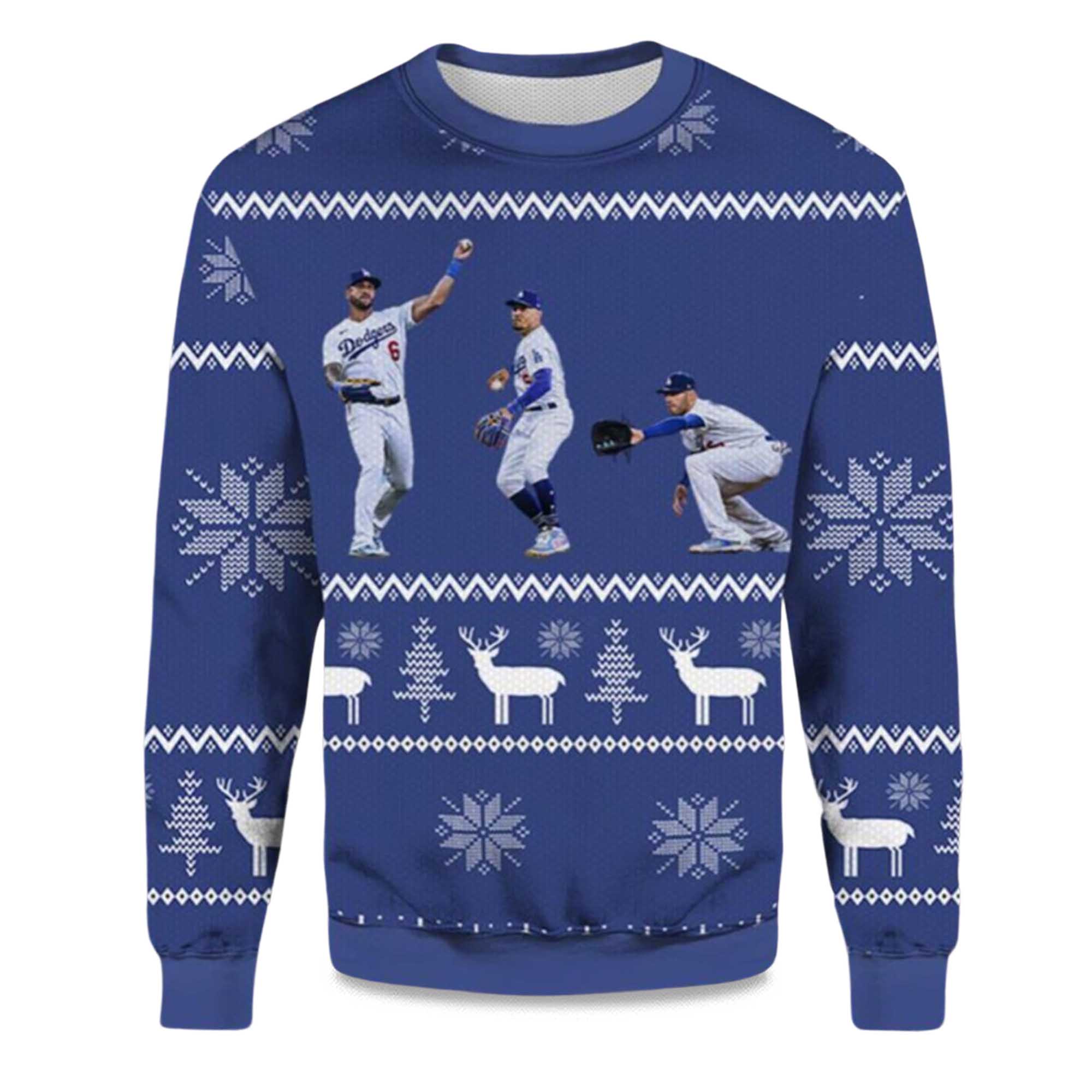2025 Dodgers Mookie Freddie And David Ugly Christmas Sweater