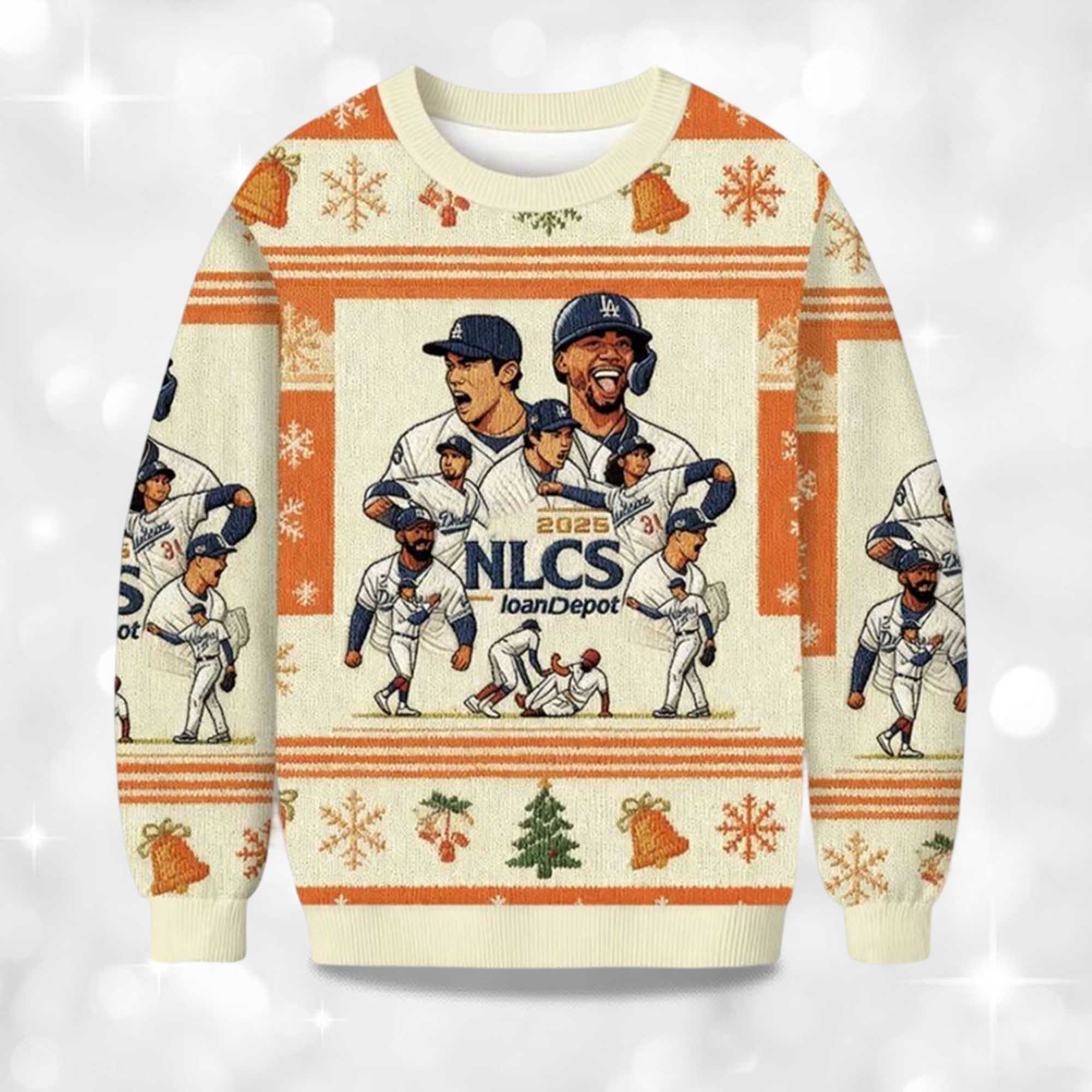 Alternative view of 2025 Dodgers NLCS Champions Christmas Ugly Sweater