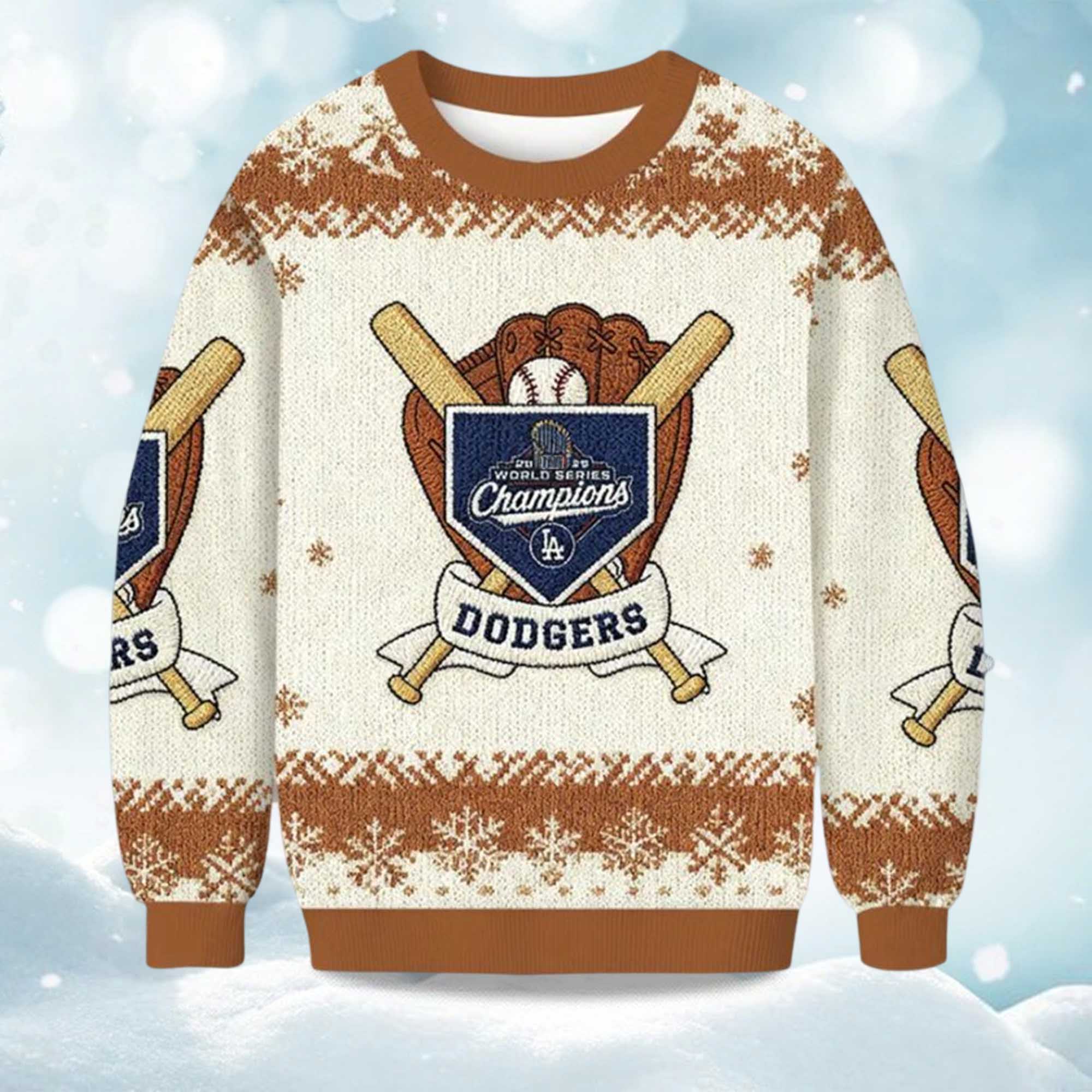 2025 Dodgers World Series Back To Back Christmas Ugly Sweater