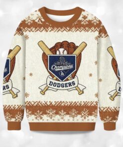 Alternative view of 2025 Dodgers World Series Back To Back Christmas Ugly Sweater