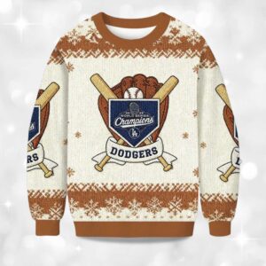 Alternative view of 2025 Dodgers World Series Back To Back Christmas Ugly Sweater