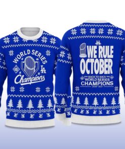 Alternative view of 2025 Dodgers World Series We Rule October Back To Back Ugly Sweater