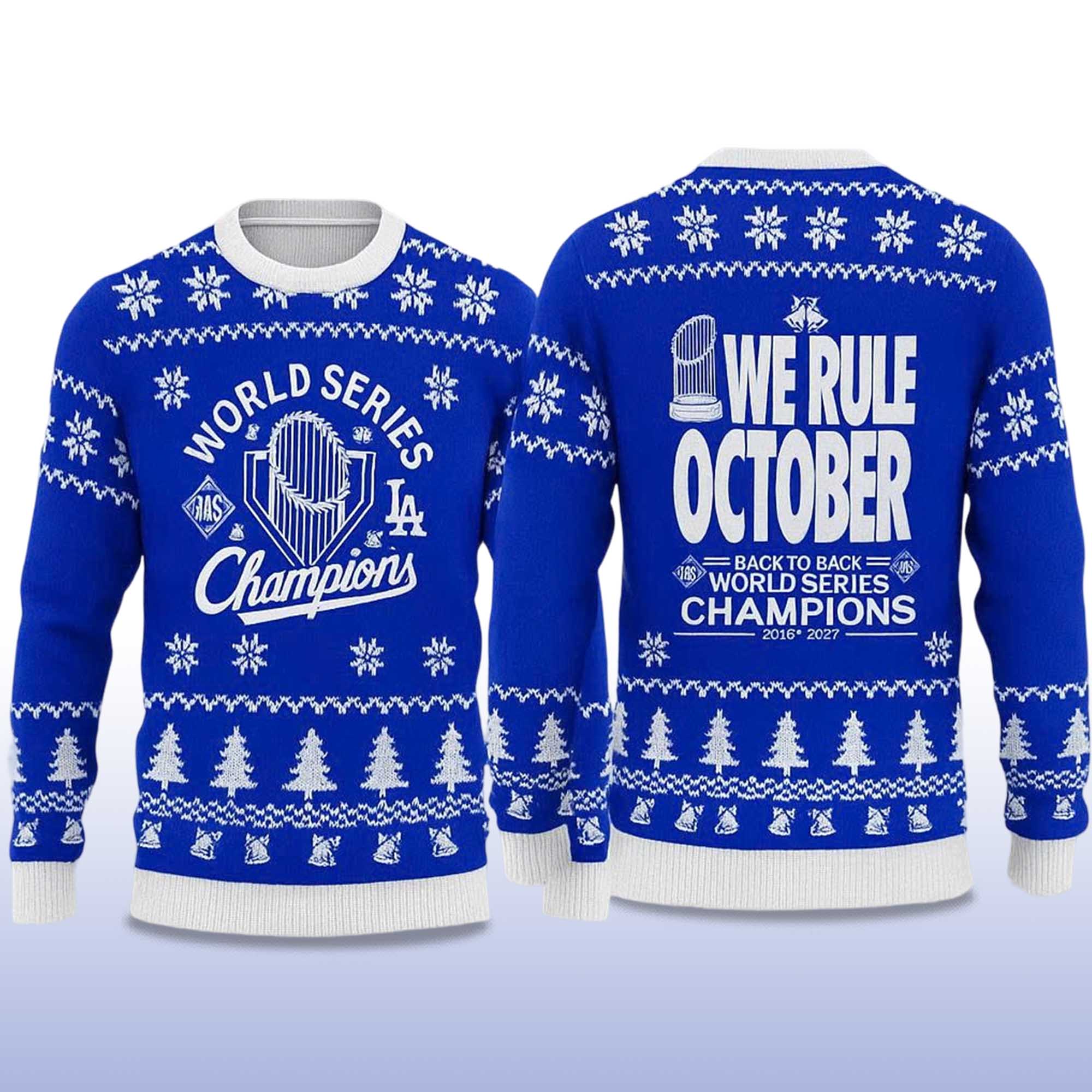 Alternative view of 2025 Dodgers World Series We Rule October Back To Back Ugly Sweater