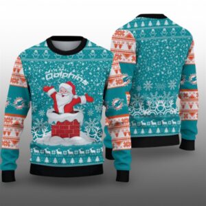 2025 Dolphins Funny Santa Ugly Christmas Sweater - Grishko.com