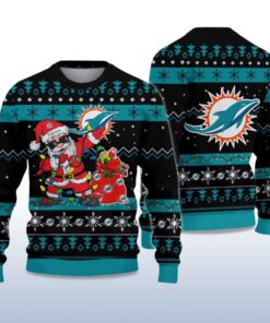 Alternative view of 2025 Dolphins Santa Claus Ugly Christmas Sweater