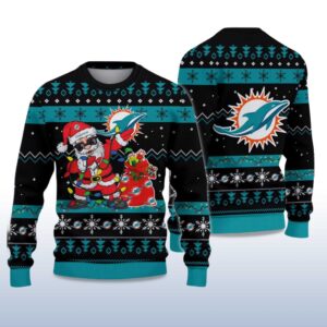 Alternative view of 2025 Dolphins Santa Claus Ugly Christmas Sweater