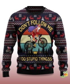 Alternative view of 2025 Don't Follow Me I Do Stupid Things Santa Ugly Christmas Sweater