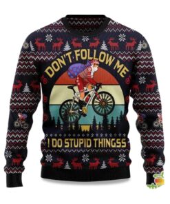 2025 Don't Follow Me I Do Stupid Things Santa Ugly Christmas Sweater