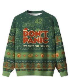 2025 Don't Panic It's Just Christmas Ugly Christmas Sweater