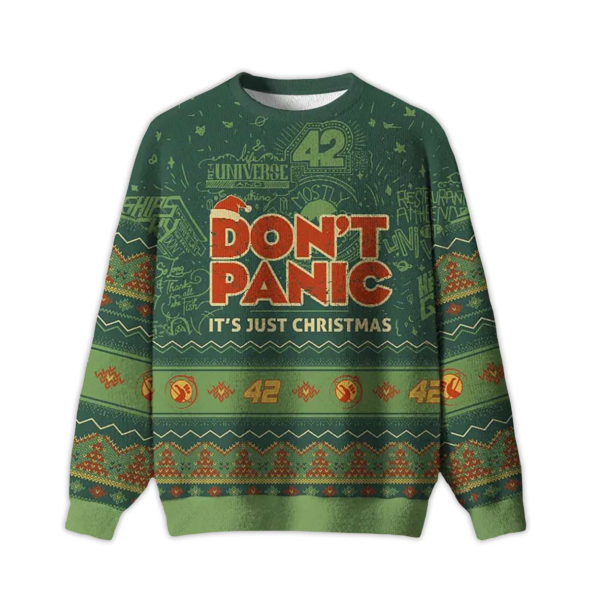 2025 Don't Panic It's Just Christmas Ugly Christmas Sweater