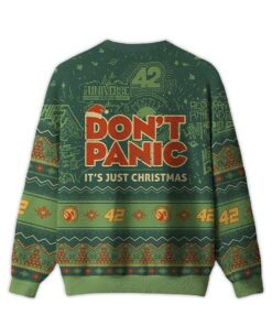 Alternative view of 2025 Don't Panic It's Just Christmas Ugly Christmas Sweater