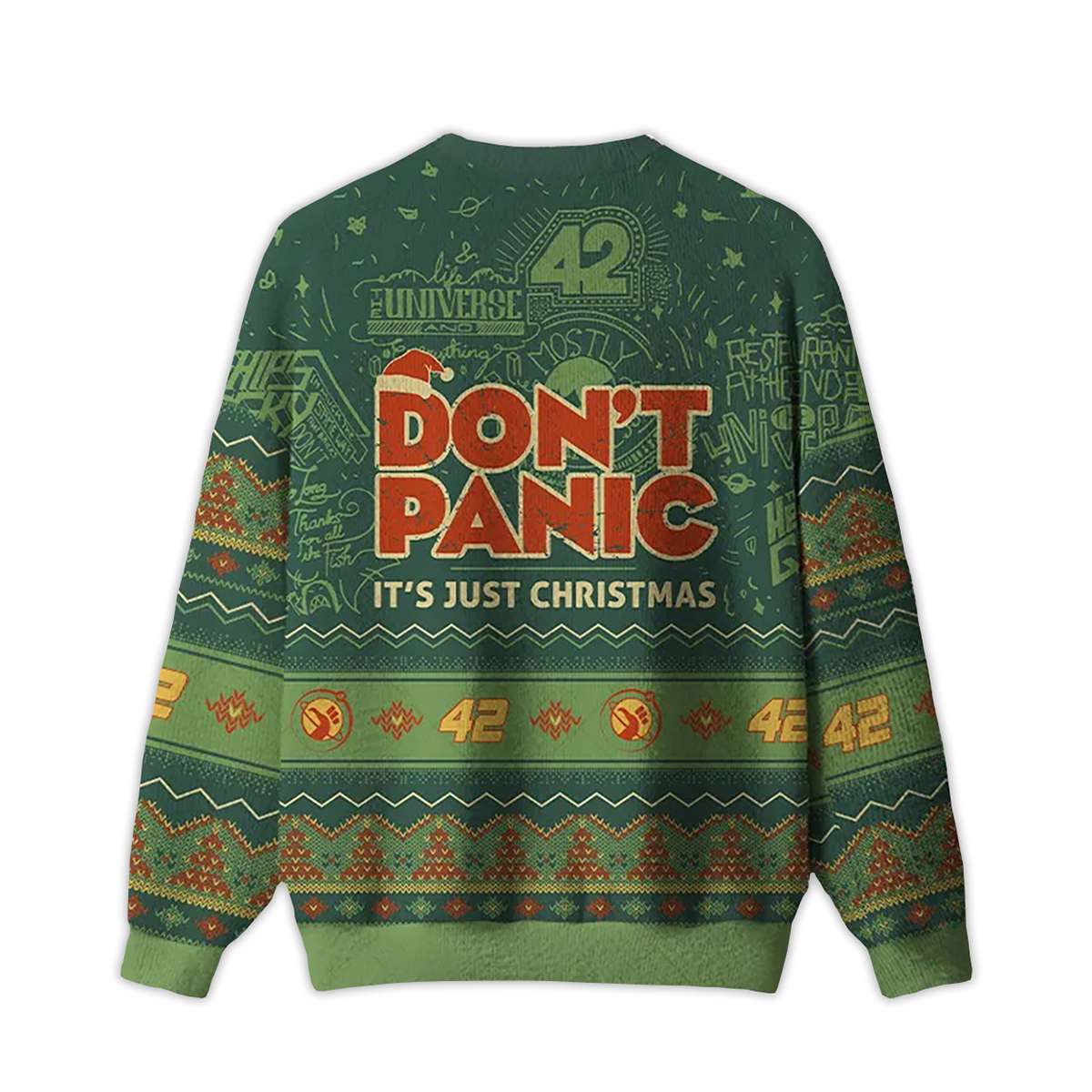 Alternative view of 2025 Don't Panic It's Just Christmas Ugly Christmas Sweater