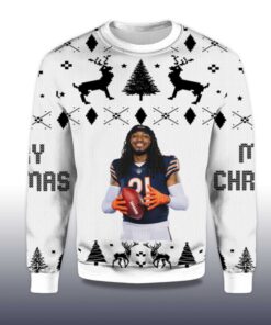 Alternative view of 2025 Dâ€™onta Foreman Chicago Bears Ugly Christmas Sweater