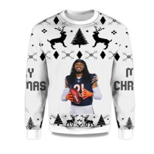 2025 Dâ€™onta Foreman Chicago Bears Ugly Christmas Sweater