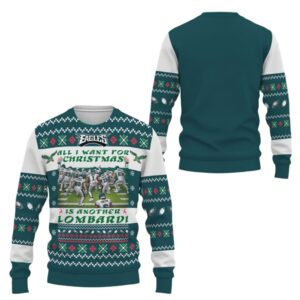 Alternative view of 2025 Eagles All I Want For Christmas Is Another Lombardi Ugly Sweater - Grishko.com