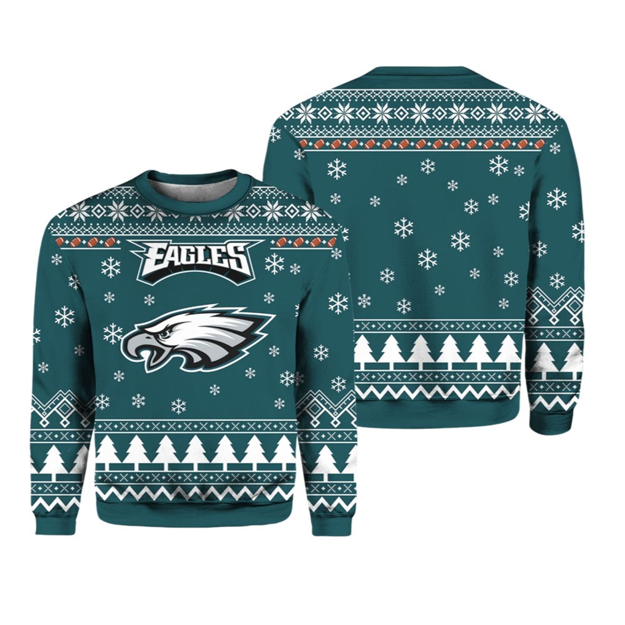 Alternative view of 2025 Eagles Football Ugly Christmas Sweater - Grishko.com