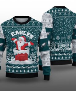 2025 Eagles Funny Santa Ugly Christmas Sweater 