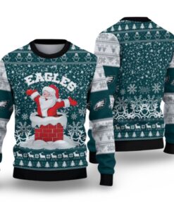 Alternative view of 2025 Eagles Funny Santa Ugly Christmas Sweater 
