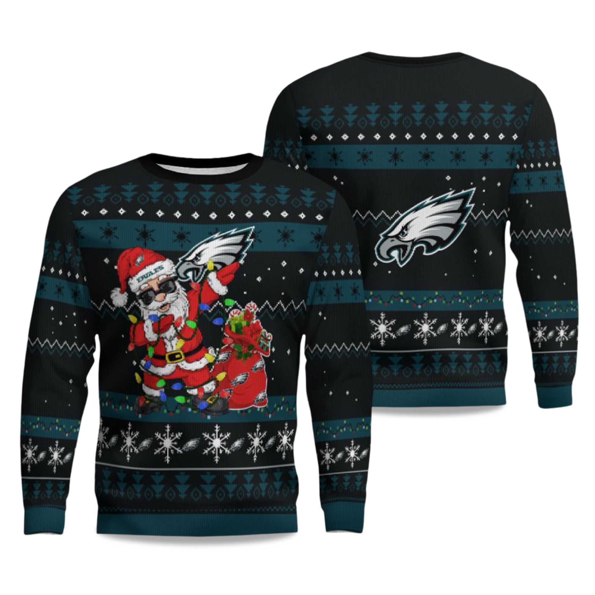 2025 Eagles Santa Claus Ugly Christmas Sweater