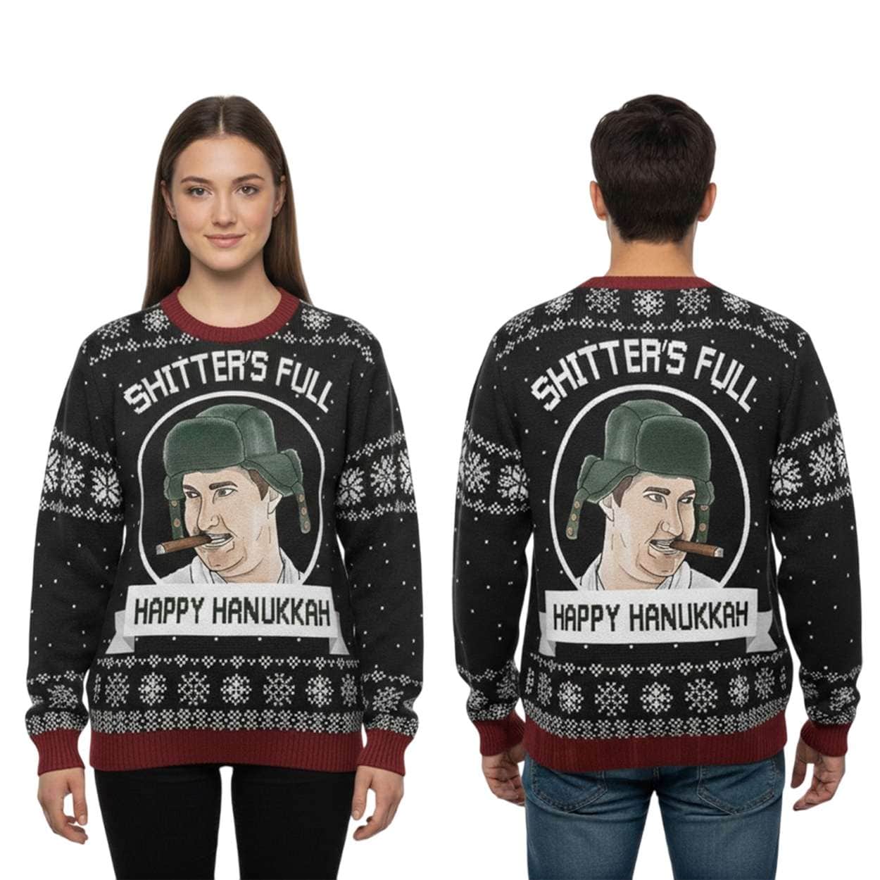 Alternative view of 2025 Eddie Griswold Shitter Full Happy Hanukkah Christmas Ugly Sweater