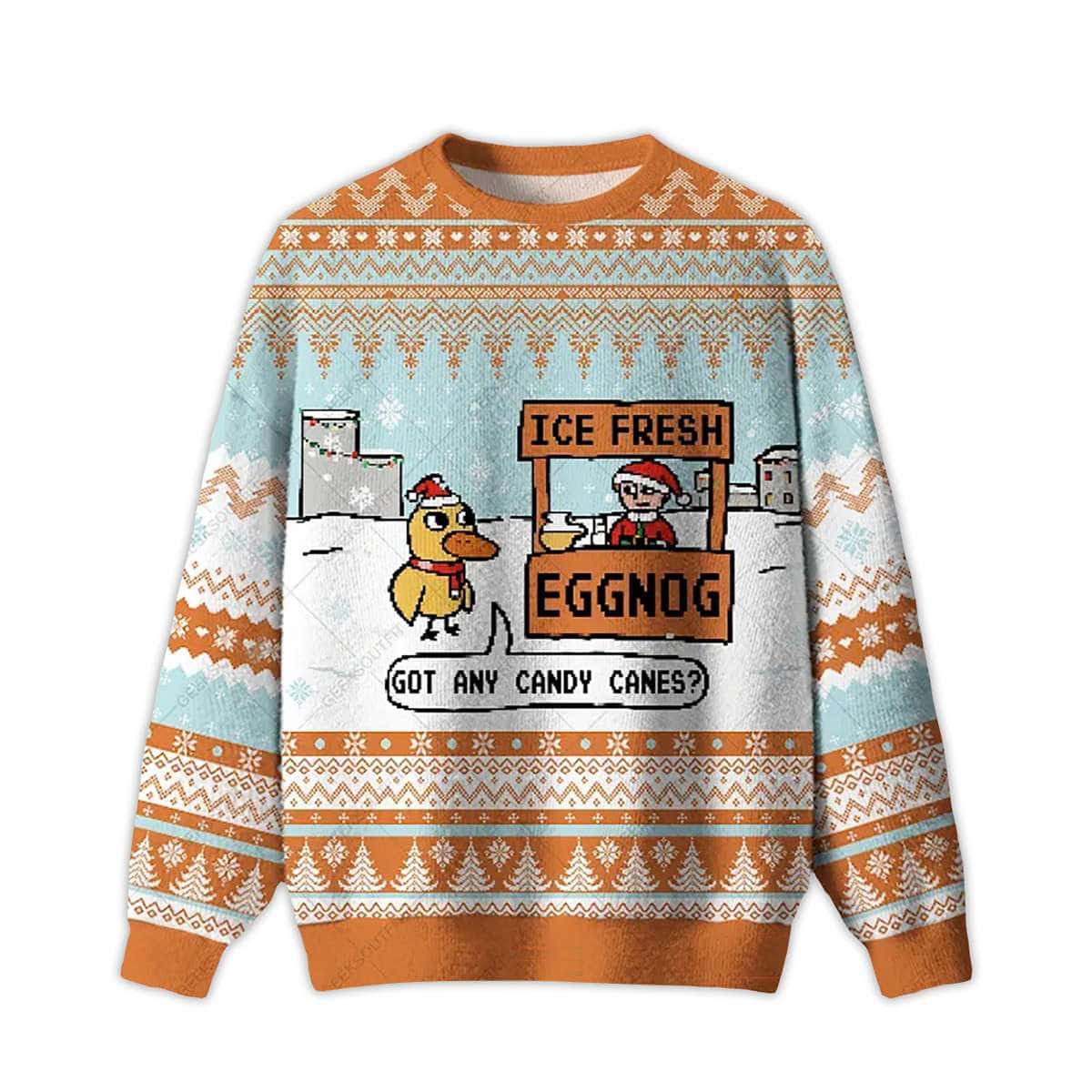 2025 Eggnog & Candy Cane Deal Ugly Christmas Sweater