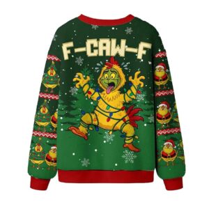 Alternative view of 2025 F-Caw-F Chicken Ugly Christmas Sweater